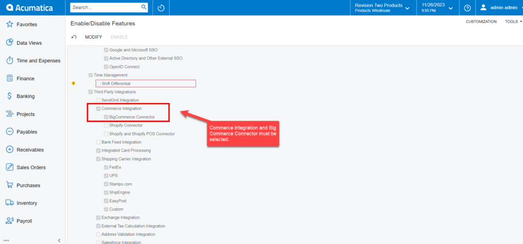 Enabling BigCommerce Connector in Acumatica | Kensium Products ...