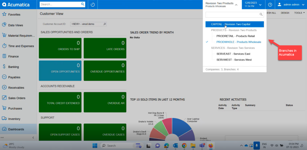 details within Acumatica