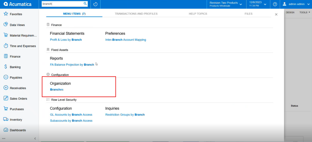 organization Acumatica