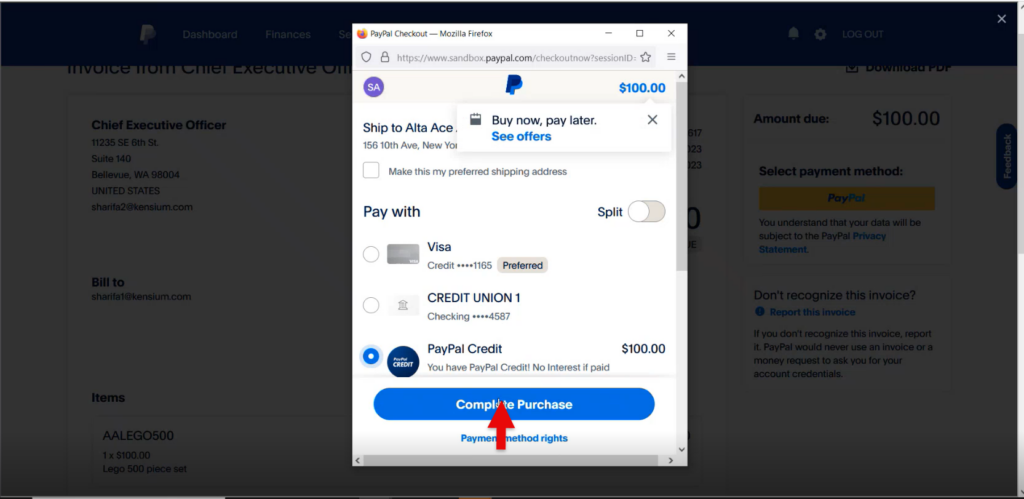 paypal Complete Purchase