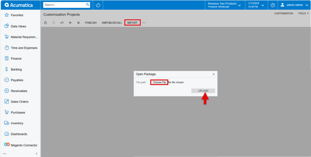 Customization Projects console byp