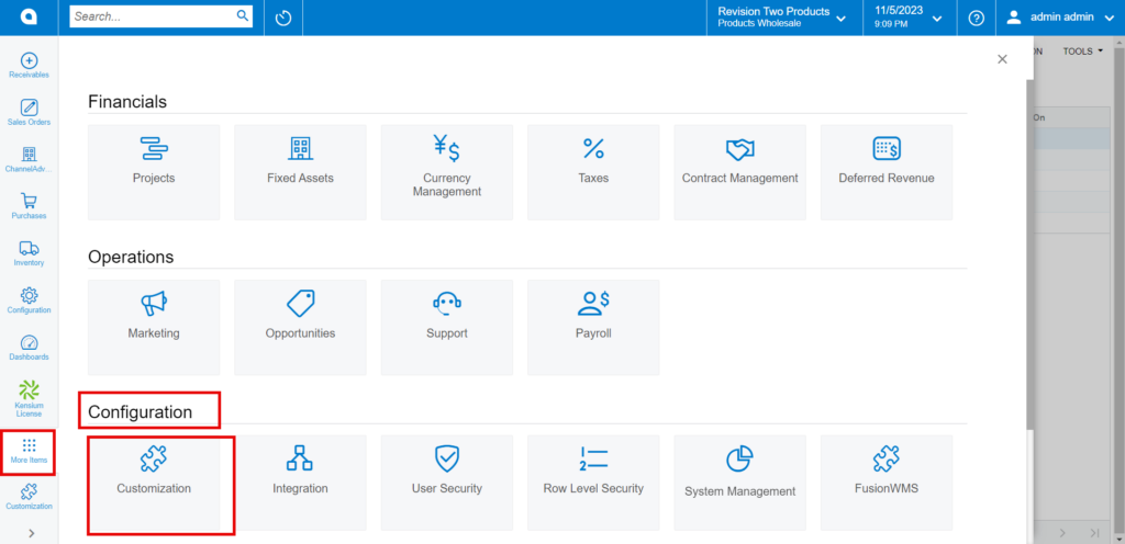 Customization under Configuration byp