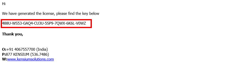 License Key Mail
