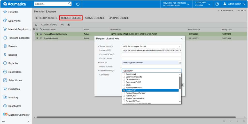 Request License Key