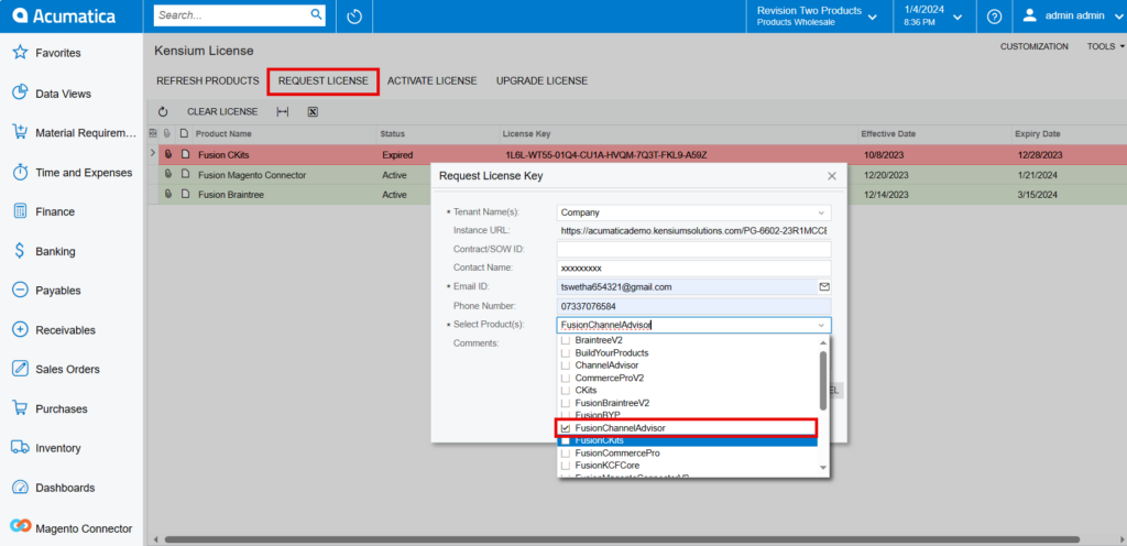 Request License Key