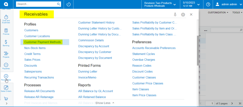 Receivables Workspace