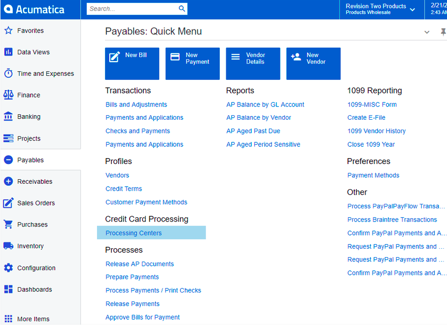 payables workspace