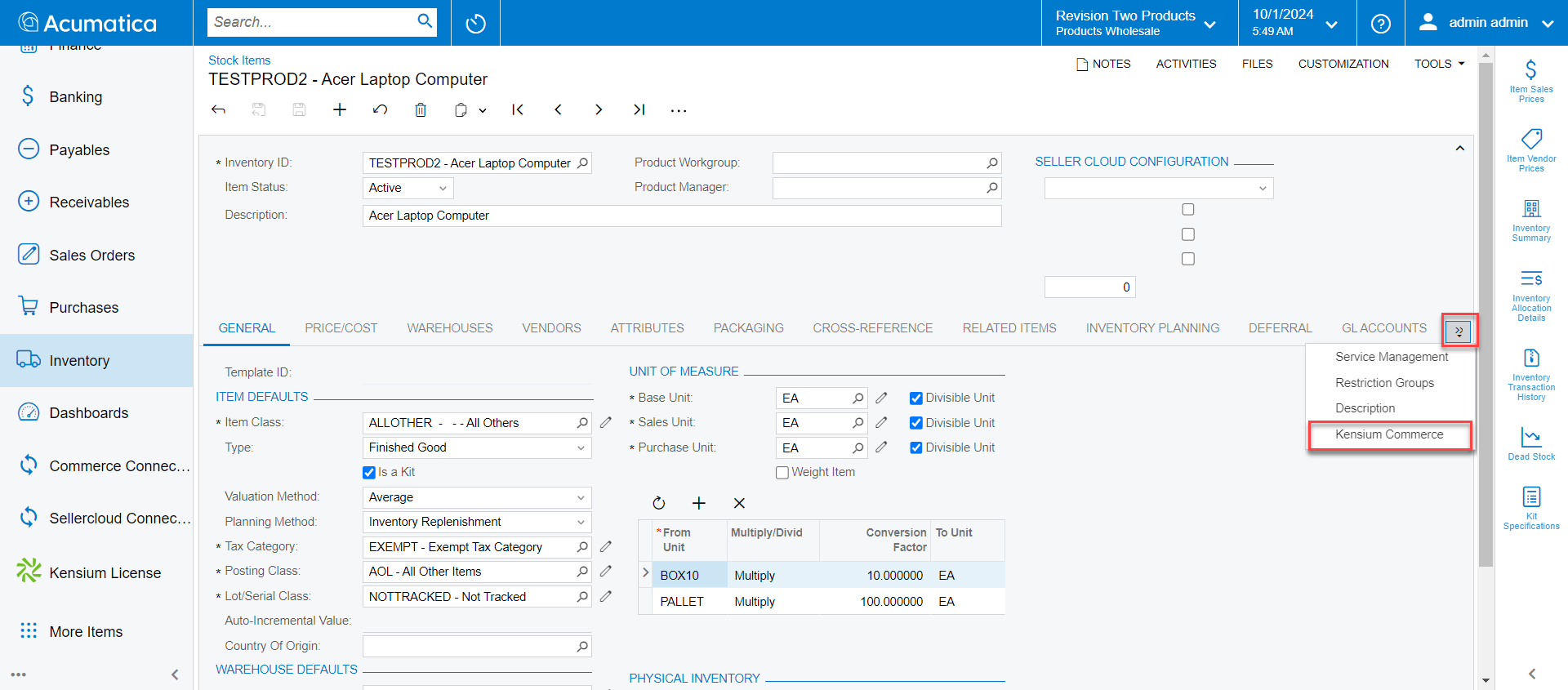 Navigation to Kensium Commerce page