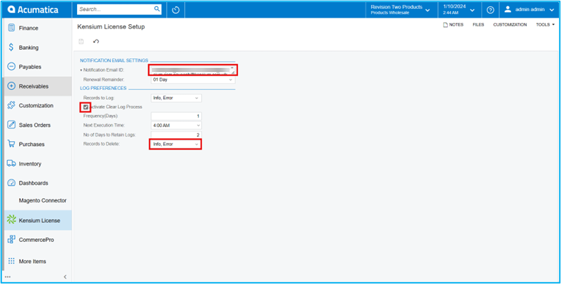 Kensium License Setup