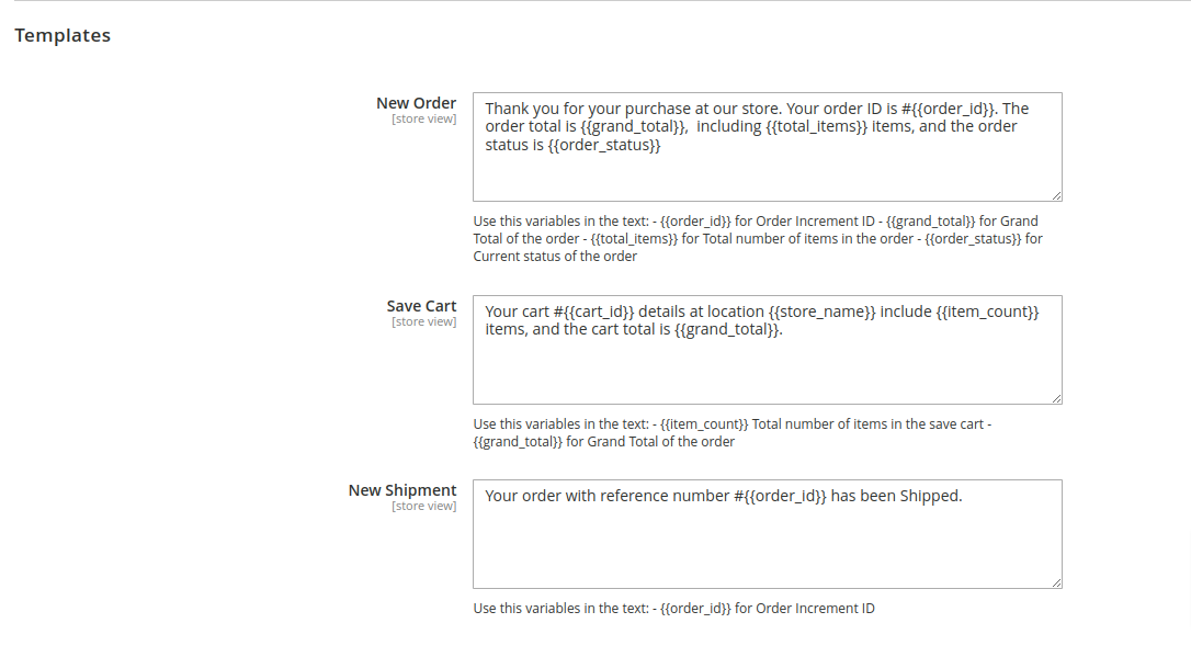 Configuring templates