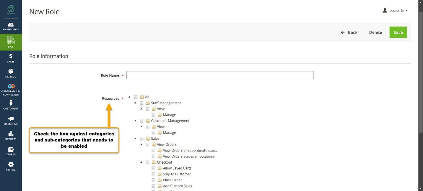 Creating New Roles and giving permissions