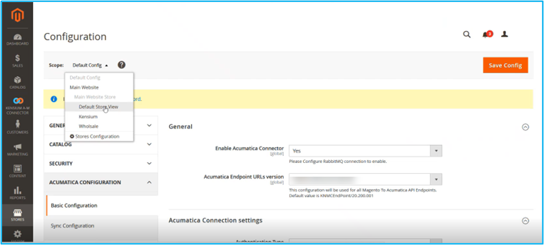 Default Store in Magento under the Basic Configuration