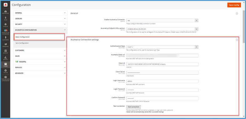 The Basic Configuration Screen in Magento