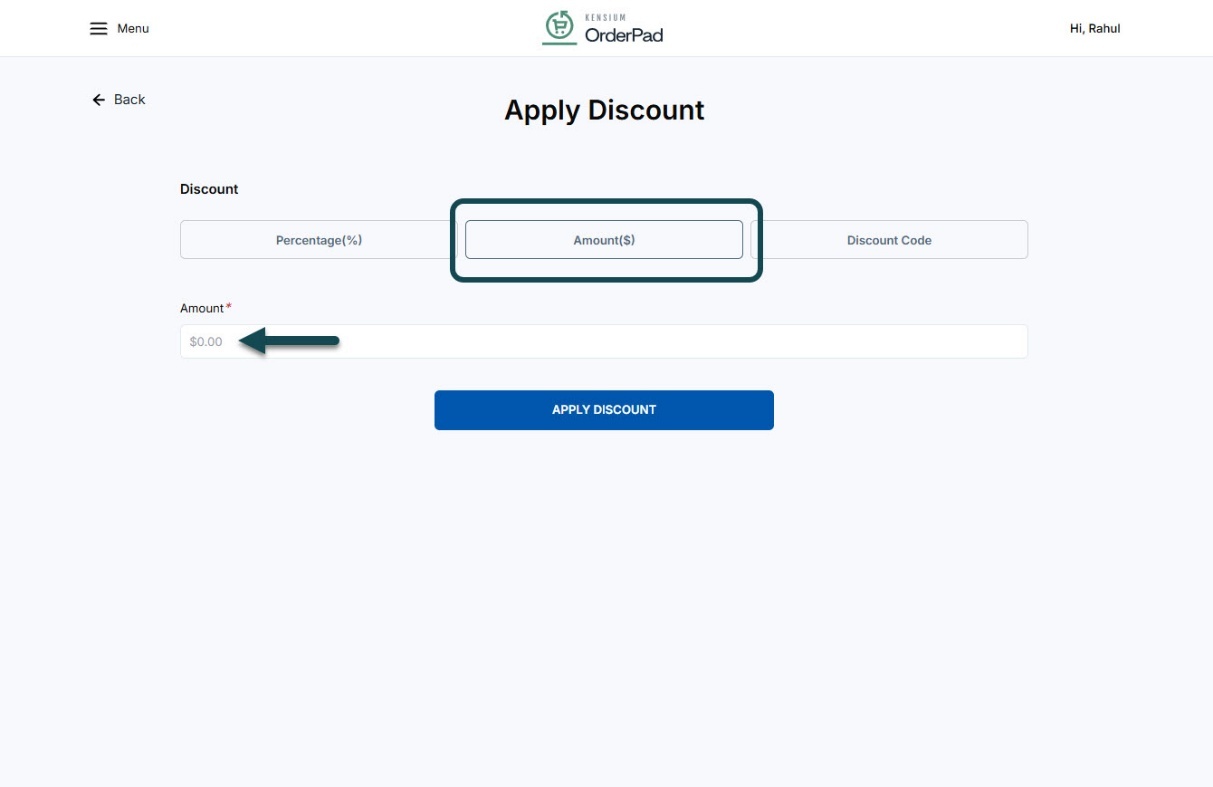 Apply discount by Amount