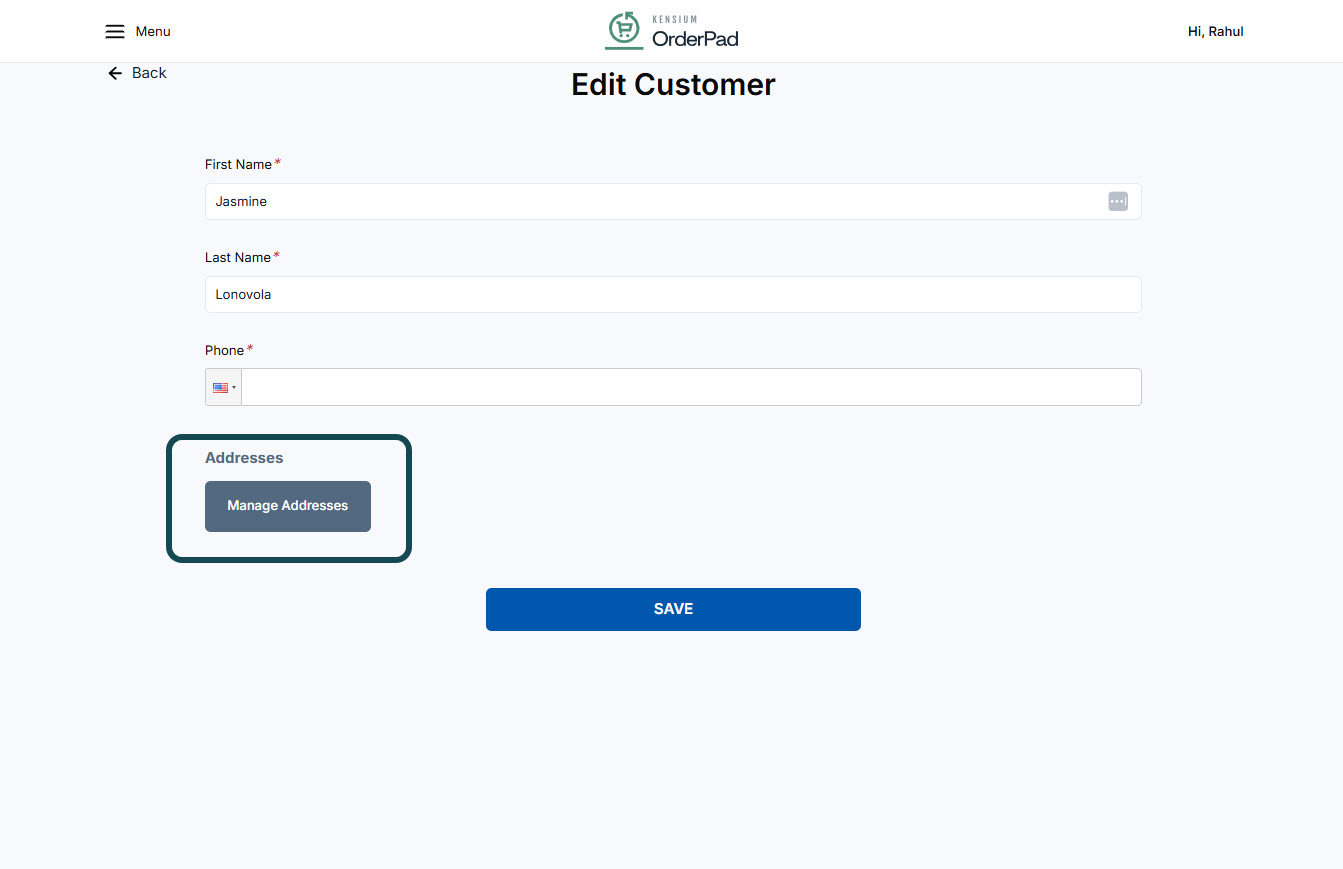 Manage address