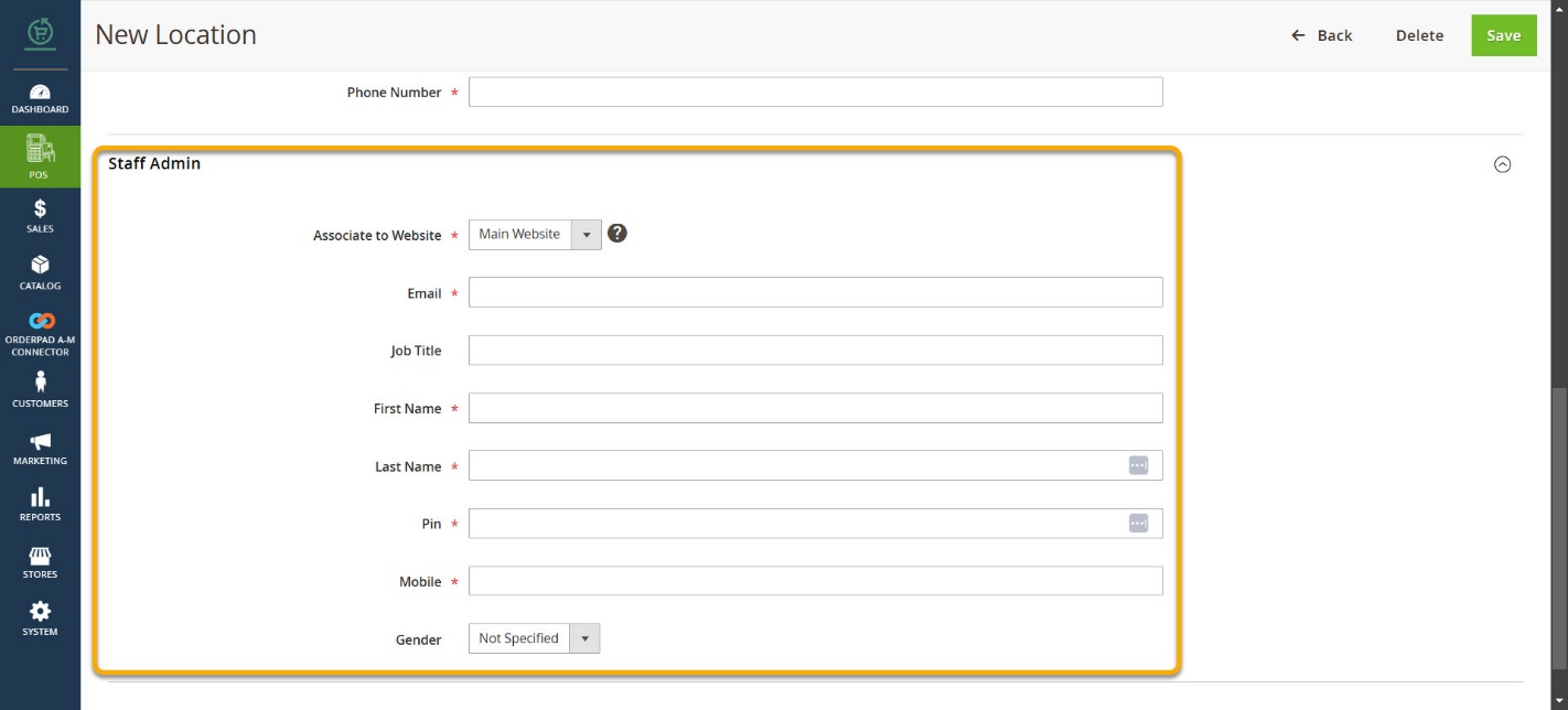 Staff Admin Details