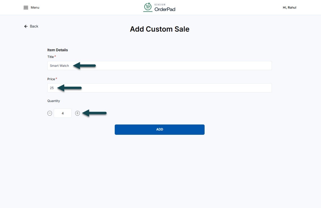 Adding Custom Sale Screen